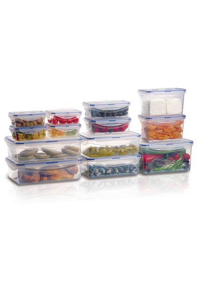 Melkan Home Transparent Lockable Storage Container Set 30 Pieces Set of 13 Total 41.55 Liters Large Volume