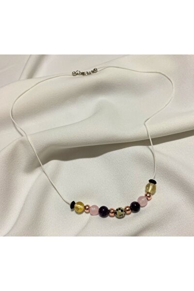 Lavinia Atelier Luna Model Doğal Taş Kolye Ametist, Sitrin, Pembe Kuvars, Dal...