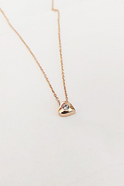 Trend Silver 925 Ayar Gümüş Rose Minimal Kalp Kolye