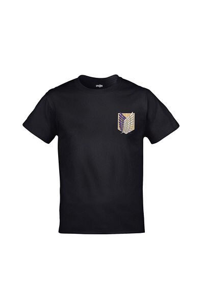 Orijin Tekstil Attack On Titan Wings Of Freedom Μπροστινό πίσω εμπριμέ Unisex μαύρο μπλουζάκι
