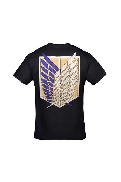 Orijin Tekstil Attack On Titan Wings Of Freedom Μπροστινό πίσω εμπριμέ Unisex μαύρο μπλουζάκι