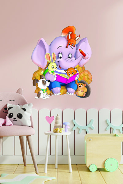 Echo Home ملصق حائط على شكل حيوانات لطيفة لقراءة الكتب لغرفة الأطفال ورياض ال...