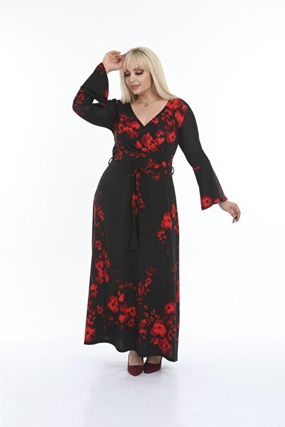 Mezura Női nagy méretű őszi/téli duplasoros gallér, bolyhos krepp szövetből készült hosszú ruha, alkalmas hidzsábhoz