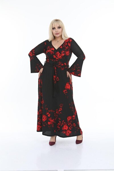 Mezura Női nagy méretű őszi/téli duplasoros gallér, bolyhos krepp szövetből készült hosszú ruha, alkalmas hidzsábhoz