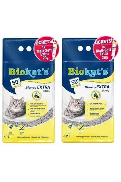 Biokats Biokat's Bianco Extra Kedi Kumu 10lt+malt Soft Extra 20gr (2 Adet)