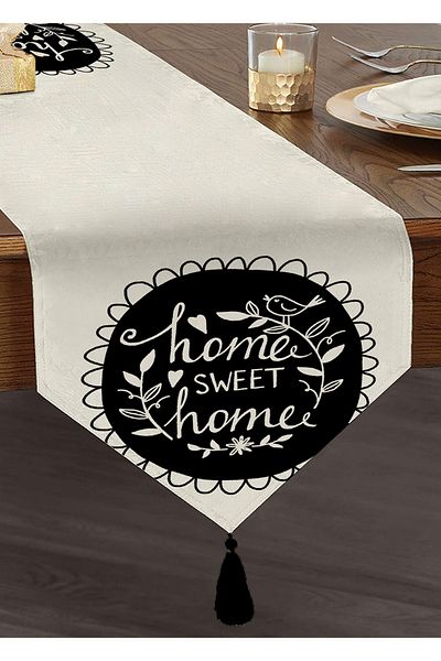 Realhomes Home Sweet Home Designed Decorative Tasseled Chenille Triangle Runner