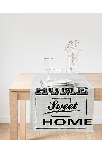 Realhomes Alergăr decorativ din piele de căprioară, imprimat digital Home Sweet Home