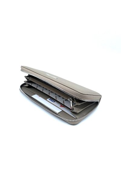 Eminsa Sand Color Genuine Leather Women's Wallet with Hand Holder