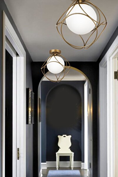 Begüsa Suna Tekli Eskitme-beyaz Camlı Tavan Montaj Avize