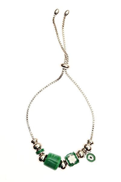Süspüs Accessories سوار مصعد مع خرز زجاجي، شكل محظوظ، أجزاء مينا ملونة