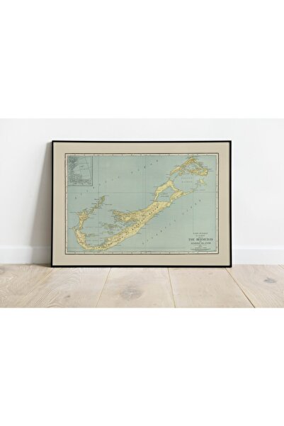 Pegziz Χάρτης του νησιού Βερμούδων 1924 - Αφίσα διακόσμησης καλλιτεχνικής δια...