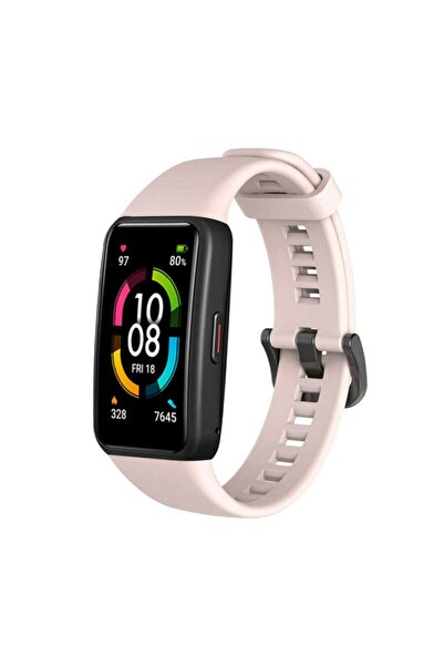 Tagomoon Huawei Honor Band 6 Ile Uyumlu Tokalı Açık Pembe Silikon Kordon Kayı...