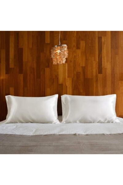 pistore Λευκή Εκρού Μεταξωτή Σατέν Μαξιλαροθήκη 50 Χ 70 2 Τεμάχια