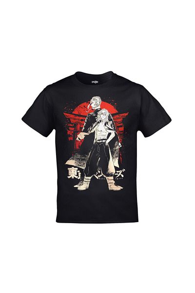 Orijin Tekstil Tokyo Revengers Printed Unisex Black T-shirt