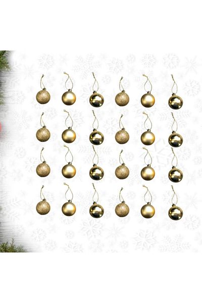 Happyland 4cm Pack of 24 Luxury Glitter Shiny Matte Gold Christmas Tree Cicitop