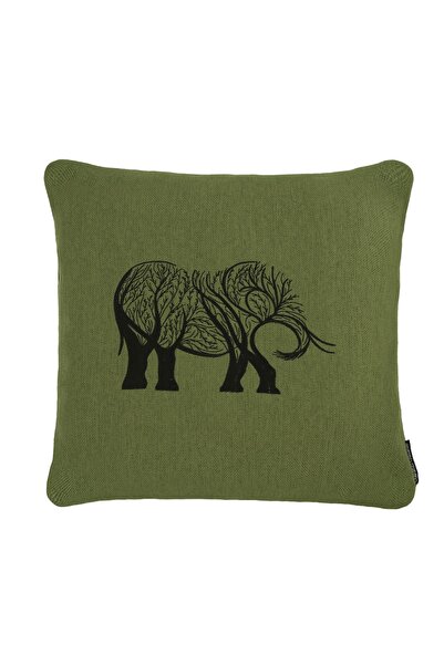 Ju Yaratıcı Tasarım Pillow Throw Pillow Cover Elephant Embroidered Green