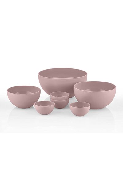 Melkan Home 7-Piece Round Bowl Set Hard Plastic Bowl Set Powder