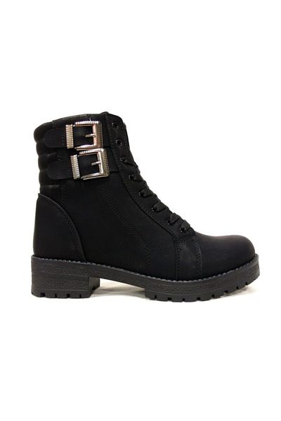 Twingo Women's Black Lace-up Zippered Anatomical Boots