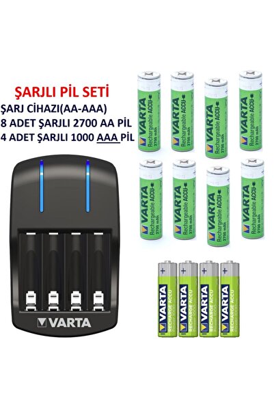 Varta 8 Adet 2700mah Aa Şarjlı Kalem Pil+4 Adet 1000 Ince Pil(toplam 12 Ad.) ...