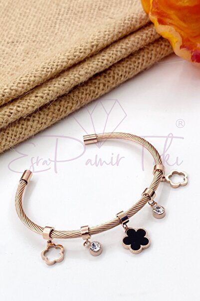 Esra Pamir Rose Renk Çelik Kelepçe Bileklik