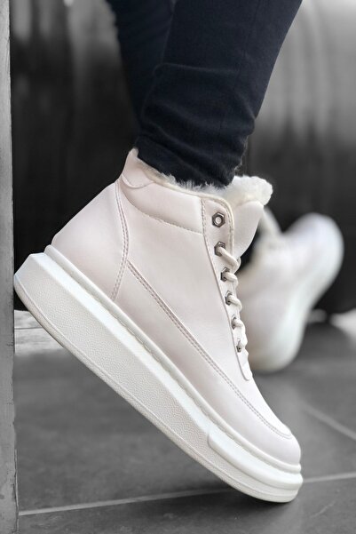 Mida Shoes Içi Kürklü Bağcıklı Beyaz Erkek Spor Bot