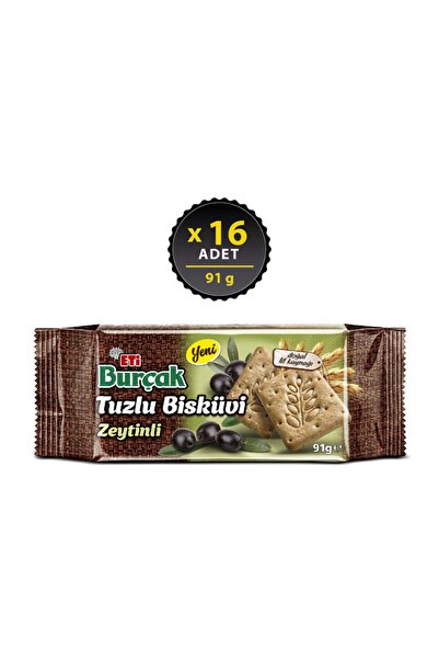 Eti Burçak Zeytinli Tuzlu Bisküvi 91 g x 16 Adet