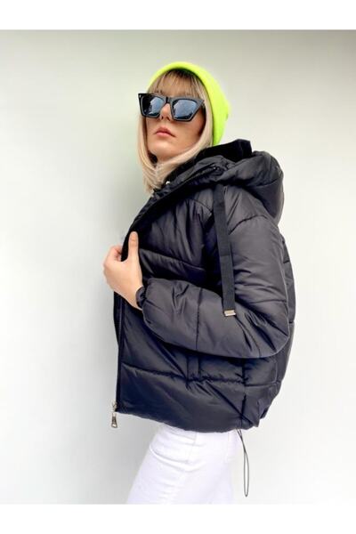 ky butikkk Women's Black Bomber Puffer Jacket