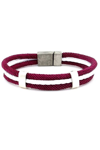 Solfera Dark Purple White White Three Row Rope Rope Men's Bracelet M009g