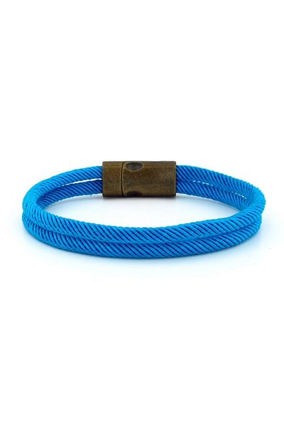 Solfera Sky Blue Two Rows Metal Magnet Men's Bracelet M013r