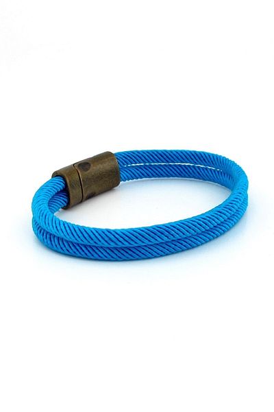 Solfera Sky Blue Two Rows Metal Magnet Men's Bracelet M013r