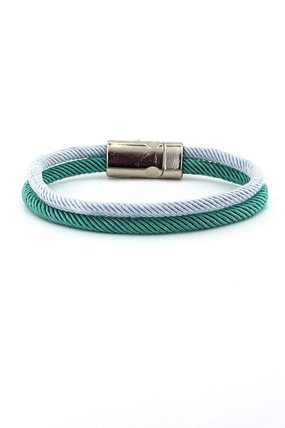 Solfera Turquoise Gray Two Row Magnetic Clip Men's Bracelet M014t