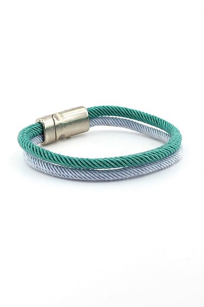 Solfera Turquoise Gray Two Row Magnetic Clip Men's Bracelet M014t