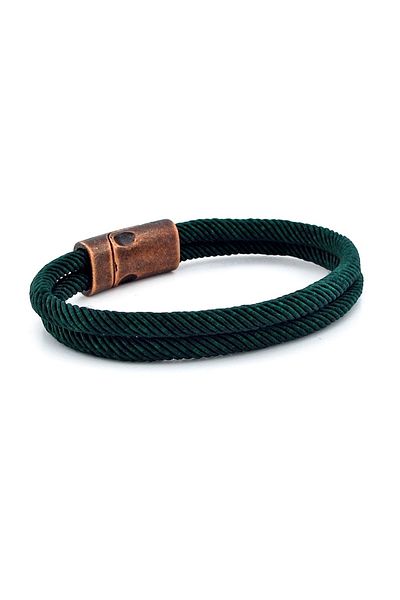 Solfera Dark Green Two Rows Metal Magnet Men's Bracelet M013e
