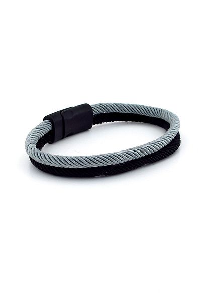 Solfera Gray Black Two Row Metal Magnet Men's Bracelet M014e