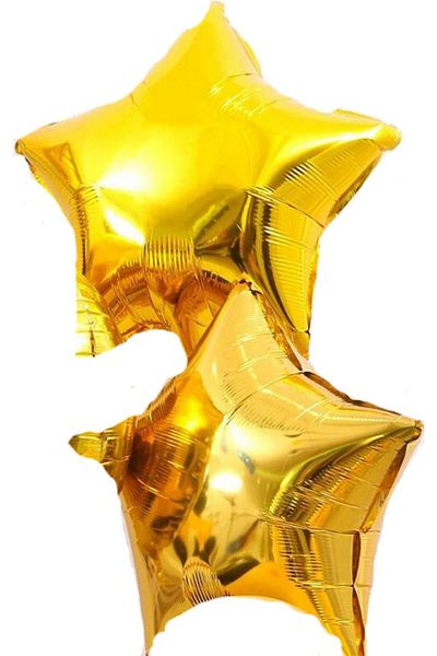 Dipak 2 Pieces Shiny Star Shape Gold Foil Balloon 18 Inch