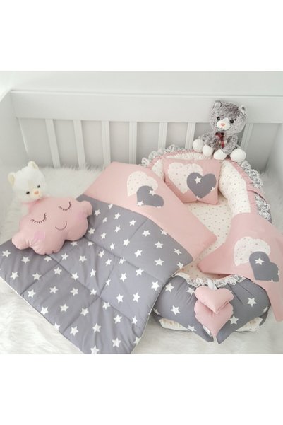 Jaju Baby Nest Gri Pudra Yıldızlı Jaju-babynest Anne Yanı Bebek Yatağı Yıldız...