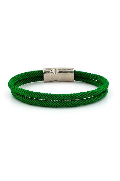 Solfera Green Colored Two Rows Metal Magnet Men's Bracelet M013t
