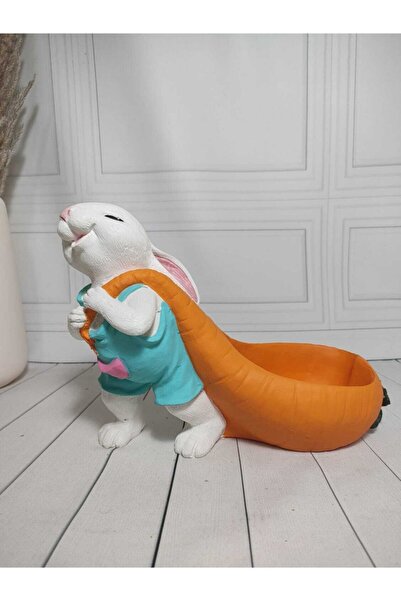 biomaxi plus Tavşan Havuç Taşıyan Tavşan Saksı 26x19c m