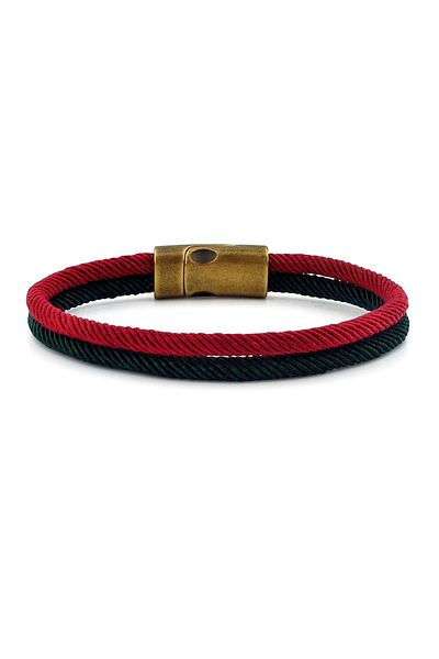 Solfera Burgundy Green Two Rows Metal Magnet Men's Bracelet M014v