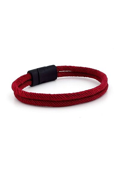 Solfera Claret Red Two Rows Black Metal Magnet Men's Bracelet M013f