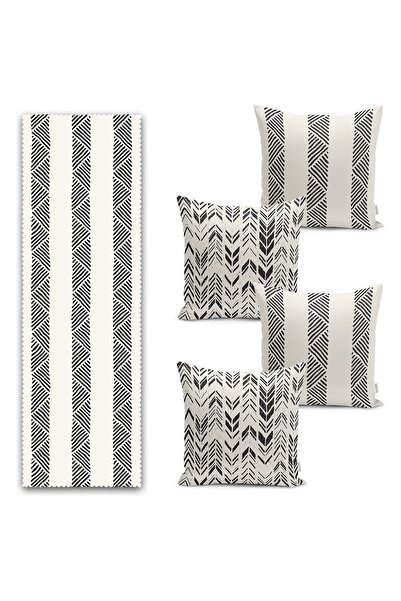 Realhomes طقم 4 وسائد و1 عداء بتصميم نمط إسكندنافي