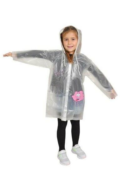Mashotrend Pink Cloud Pattern Transparent Children's Raincoat - Unisex Waterproof Children's Raincoat - Cloud Raincoat