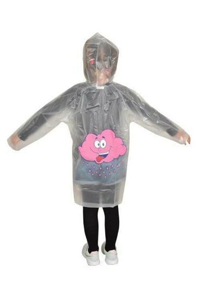 Mashotrend Pink Cloud Pattern Transparent Children's Raincoat - Unisex Waterproof Children's Raincoat - Cloud Raincoat