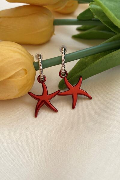 Leerybee الكروم اللون الأحمر أقراط نجمة مضادة للحساسية