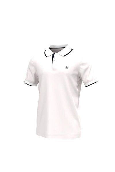 Woolnat Ανδρικό μπλουζάκι Polo Neck ριγέ βαμβακερό
