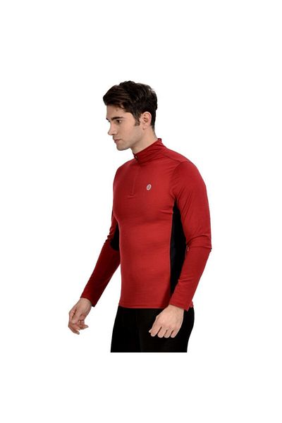 Woolnat Merino Wool Turtleneck Zippered Long Sleeve Men's T-shirt