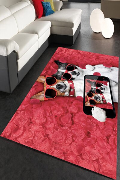 Resmiro Havalı Köpekler Dijital Baskılı Halı Örtüsü Hrc1858