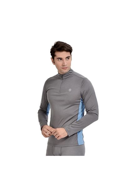 Woolnat Merino Wool Turtleneck Zippered Long Sleeve Men's T-shirt