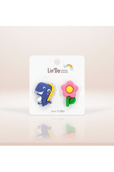 BearPear Lindo Renkli Dinozor Genç Ve Çocuk Küpesi