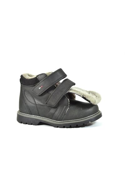 Bayrak K.52 Γνήσιες Δερμάτινες Μαύρες Γούνες Velcro Μπότες για αγόρια